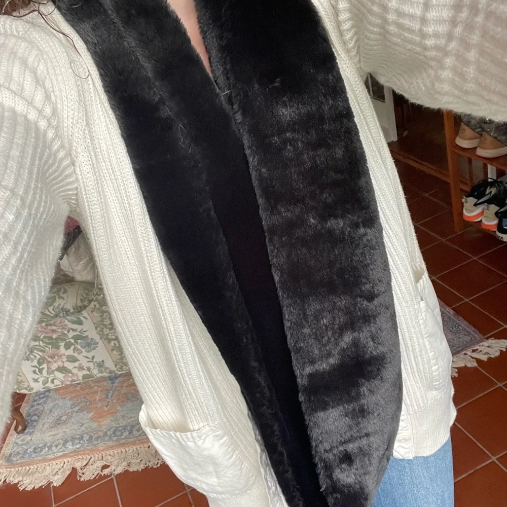 Calvin Klein Lux Faux Fur Infinity Scarf - Black